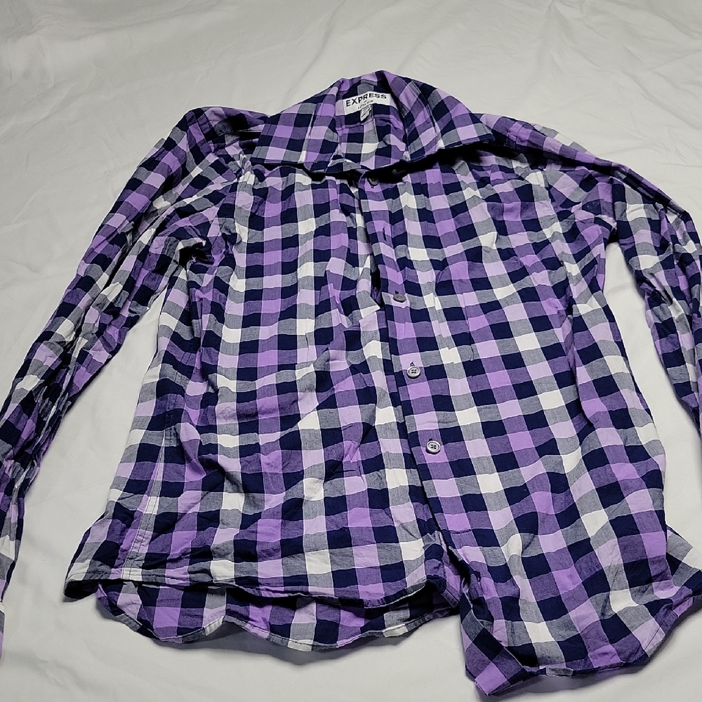 Purple and White Checkered Shirt
